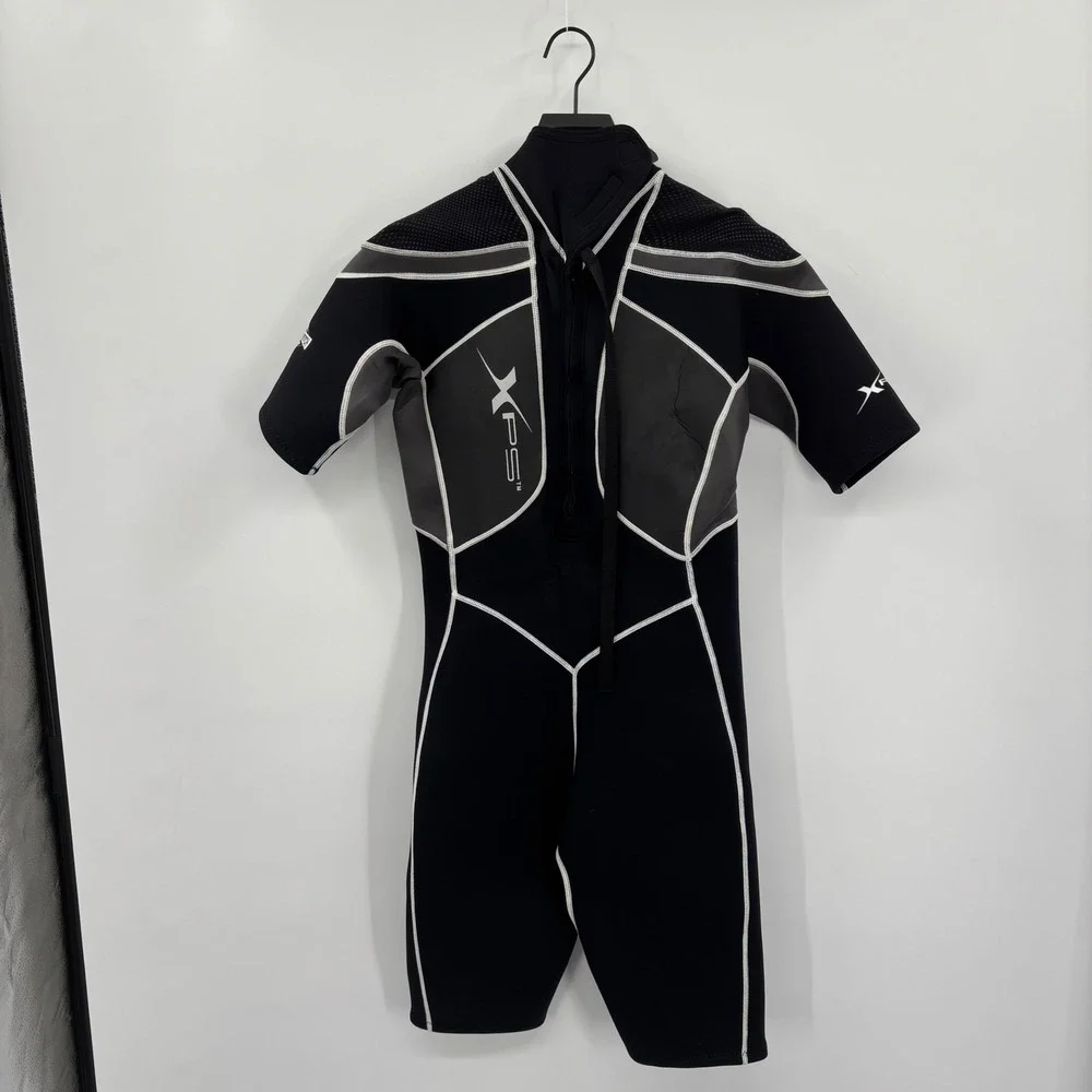 XPS Mens Shorty Wetsuit‎ Medium 2mm Super Stretch Neoprene Black Gray